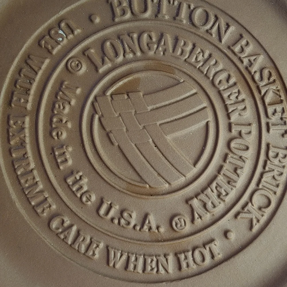 Longaberger Button Basket Brick solid clay pottery warming stone